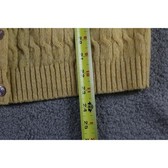 Appleseed's Cardigan Sweater L Yellow Marled Wool Cable Knit Vintage Cottagecore - Picture 7 of 7